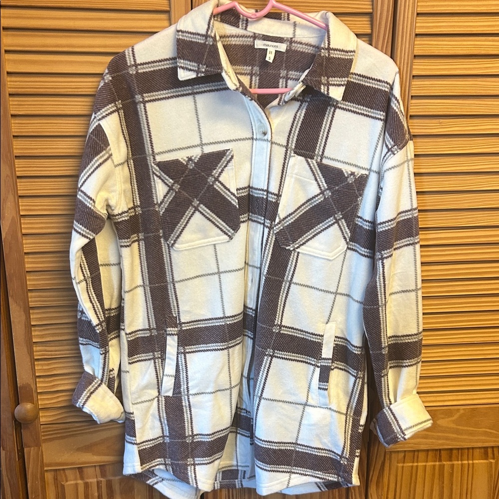 Maurices Brown and Cream Plaid Jacket